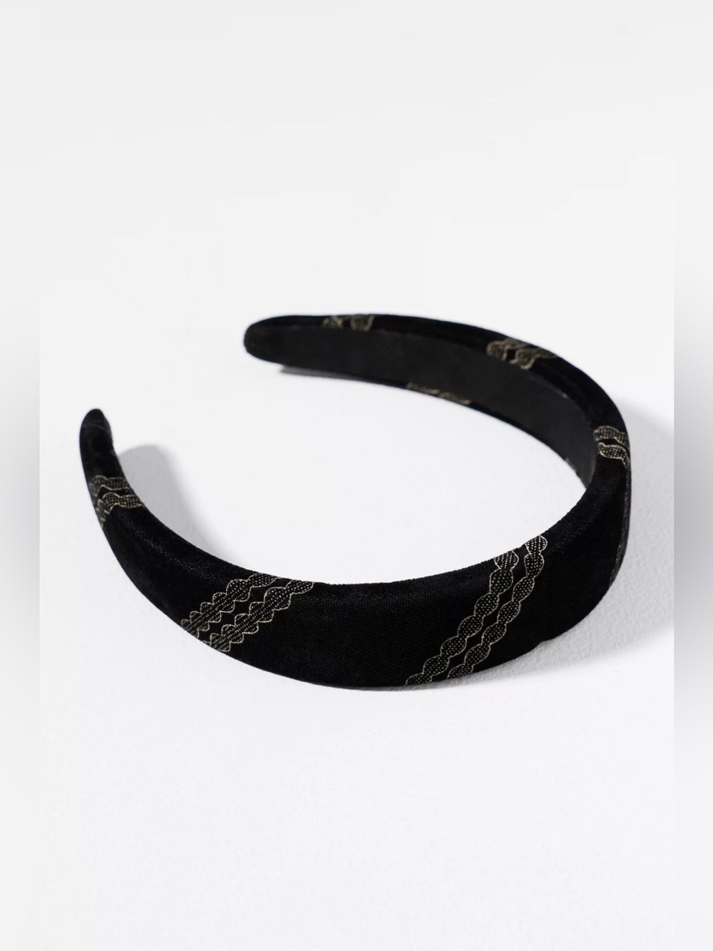 NWT Anthropologie Black Velvet Padded Headband